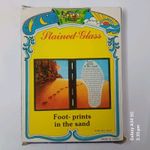 Vintage Footprints in the Sand Stained Glass plaque standing , 27 X 18 cm, Boxed