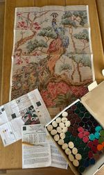 Vintage Rare Readicut Majestic Peacock Design Rug Kit Wool