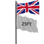 25FT/7.5M Detachable Flagpole Kit Heavy Duty Aluminum Flag Pole British Black UK