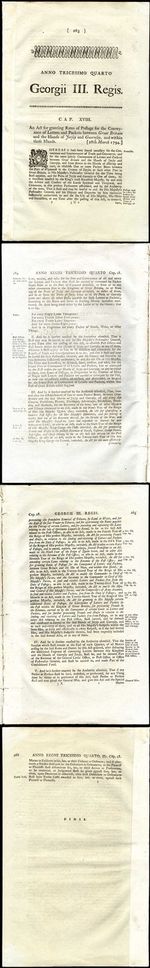 1794 (28 March) King George III Act for Postage between GB and Channel Is