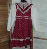 Vintage Robyn Sue Girls Dress Size 10 Prairie Style Burgundy Floral Long Sleeve