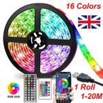 1-20M LED Strip 5050 RGB Lights Colour Changing Tape Cabinet Kitchen Lighting UK
