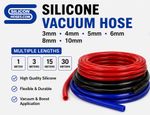 Silicone Vacuum Hose Blue Red Black 3mm, 4mm, 5mm, 6mm, 8mm, 10mm