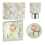 JUNGLE FRIENDS LION CEILING SHADE, TOUCH LAMP, WALL ART, CLOCK or BUNDLE