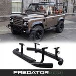 OEM FIT BLACK HEAVY DUTY SIDE STEP PAIR FOOT STEPS FOR LAND ROVER DEFENDER 90