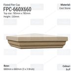 Large Decorative Fluted/Scrolled Pier Cap 3 Brick 660mm x 660mm Base Size