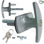 HENDERSON GREY SILVER Handle Garage Door Lock 35mm LONG SHAFT Merlin Doric King