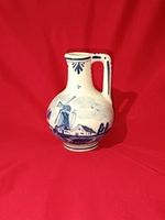 Delft Holland Vintage Hand Painted Creamer Jug Blue Flower 4 Inch