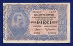 Italy 1925 10 Lire Banknote, Scarce (Ref. b0453)