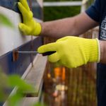 Work Gloves with PVC Grip – Hi Vis Handling Gloves for Warehouse & DIY 2 Pairs