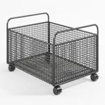 Rolling Book Cart Handle Wire Storage Cart Sturdy Metal for Desk Side, Classroom