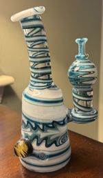 Hand Blown Glass Rig with Perc and Bag