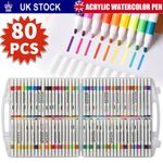 80 Colours Acrylic Paint Pens Soft Brush Tip Acrylic Marker Pens Paint Marker UK
