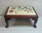 Vintage Floral Embroidered Footstool – Queen Anne Cabriole Legs