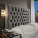 Luxury 24" Headboard Plush Velvet Upholstered For Divan Bed Set Double& King UK