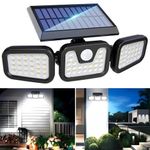 3-Head 74 LED Solar Security Light PIR Motion Sensor Outdoor Garden Flood Lamp