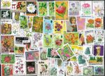 FLOWERS ON STAMPS NATURE 100 ALL DIFFERENT STAMPS COLLECTION        12/3/26