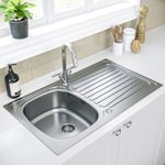 Single Bowl Inset Chrome Stainless Steel Kitchen Sink with  BUN/BeBa_26179/77400