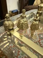 Vintage Brass Crinoline Lady Table Bells x3 Figural Collectible