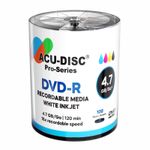 600 x ACU-DISC Pro-Series DVD-R White Inkjet Printable 16x 4.7GB 120min Shrink