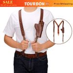 TOURBON Leather Pistol Suspenders Holster Y-Shaped Concealed Vest Ammo Carry