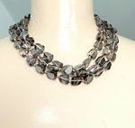 3 Strand Grey Glass Bead Necklace. Not Lightweight F131