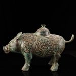 Old Rare Bronze Pig Jar