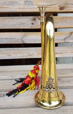 Military Solid Brass BUGLE With Royal Artilery Badge Music Band Army Soldier