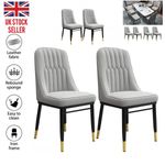 4Pcs Faux Leather Dining Chairs Padded Metal Leg Kitchen Restaurant Set UK Stock