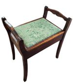 A Pre-owned Edwardian Piano Stool with lift up Seat Upholstered in Green Floral