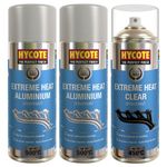 Hycote XHT Very High Temperature Aluminium Spray Paint x2 & 1 XHT Clear Lacquer