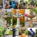 Smart Garden Solar Powered Outdoor Water Feature Fountain Bird Bath - All Styles