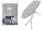 Addis Large Perfect Fit 100% Cotton Ironing Board Cover Pink/Grey Flamingo Desig