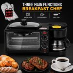 3In1 Breakfast Machine Portable Breakfast Maker with Non-Stick Griddle Coffee UK