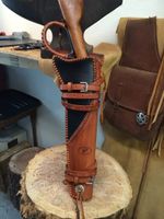 18" Two-Tone Brown Leather Rifle Holster – Handcrafted Gun Scabbard with Straps