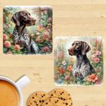 German Shorthair Pointer Coasters, Watercolour Print Set Of 2, Mug Mats, Gift