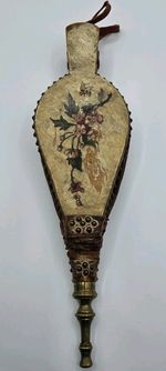Hand Painted Wood & Leather Fire Place Bellows - **Read Description 