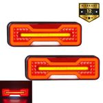 2x LED Rear Tail Light Dynamic Indicator Truck Trailer Lorry 4 Functions 12V 24V