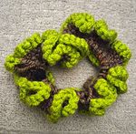 Crocheted Yarn Scrunchie Hair Tie Green & Brown Round 8cm Women