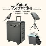 Tattoo Workstation Arm Rest Lockable Adjustable 3 Drawer Rolling Trolley Case UK
