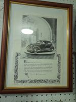 Framed Advertising Picture For A Ford V8 Pilot Car.