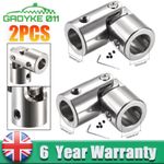 2PCS 12mm to 12mm Rotatable Universal Joint Shaft Coupling L52 x D20 with Wrench