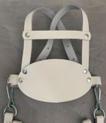 SILVER CROSS BALMORAL KENSINGTON PRAM WHITE OVAL LEATHER HARNESS REINS BABY 