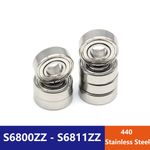 S6800ZZ - S6811ZZ 440 Stainless Steel Ball Bearing 10x19x5mm - 55x72x9mm