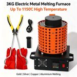 3KG Electric Melting Furnace Smelt Metal Gold Silver Copper Casting Tool 1150°C