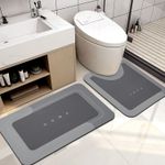 Bingobang 2 PCS Absorbent Bath Mat Set Non 45 x 75 cm (Rectangular), Darkgray 
