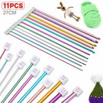 11 Pcs 10.6" Aluminum TUNISIAN AFGHAN Crochet Hook Knit Needles Set 2-8mm New UK