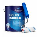 Liquid Rubber Roof Coating Flat Roof Repair  - 5L Grey or Black with Free Roller