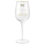 Wine Glass With "I Love You Mum" Text And A Diamante Bow. Individually Boxed