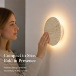 Natural Yellow Travertine LED Wall Light 12W Round Stone Sconce Lamp 20cm 3000K